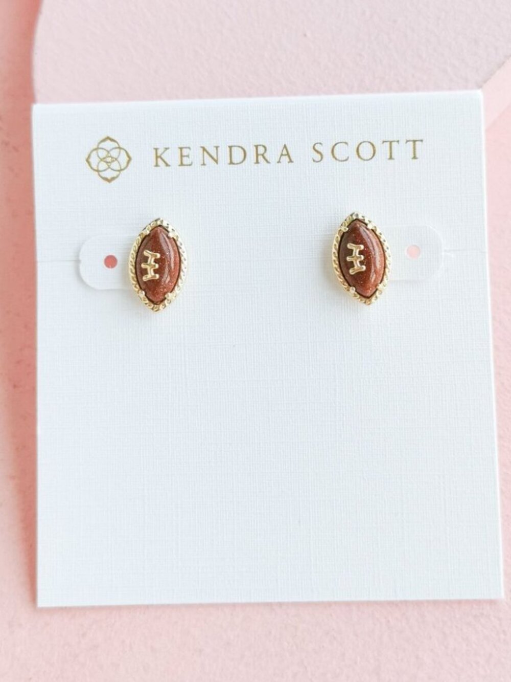 Kendra Scott - Football Orange Goldstone Gold Stud Earrings - NEW